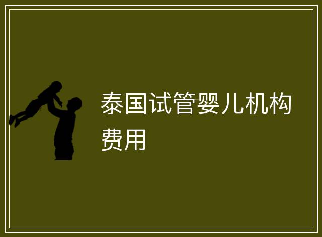 泰國試管嬰兒機構費用