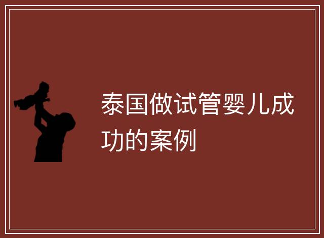 泰國做試管嬰兒成功的案例
