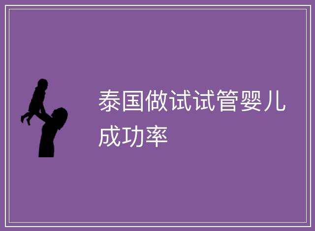 泰國做試試管嬰兒成功率
