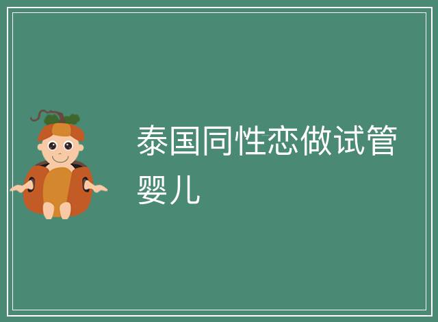 泰國(guó)同性戀做試管嬰兒